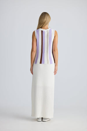 HOMELOVE Darcia Knit Top - Lilac Stripe vest - Zabecca Living