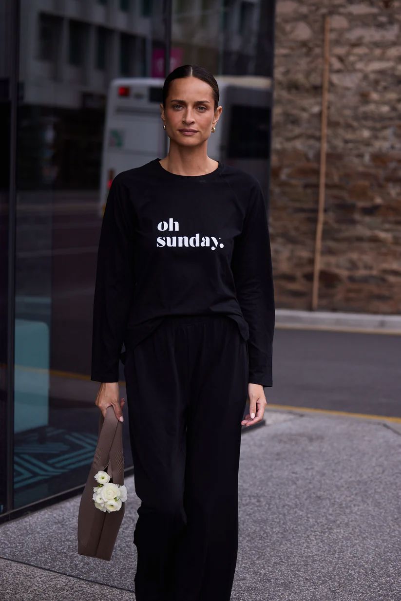 HOMELOVE Oh Sunday Top - Black Long Sleeve Tee - Zabecca Living