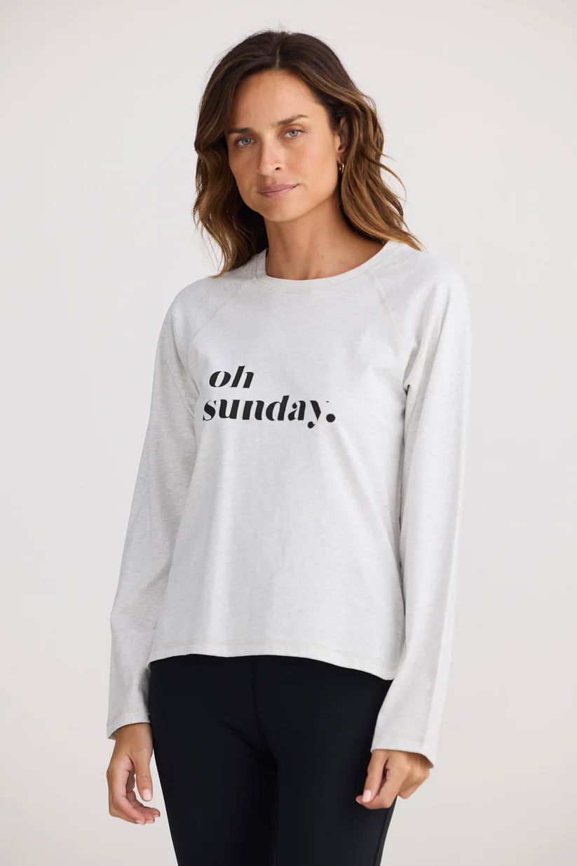 HOMELOVE Oh Sunday Top - Grey Marle Long Sleeve Tee - Zabecca Living