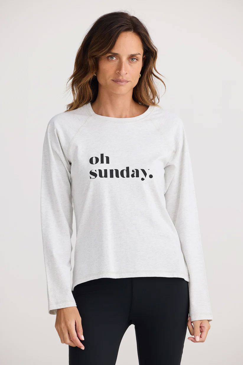 HOMELOVE Oh Sunday Top - Grey Marle Long Sleeve Tee - Zabecca Living
