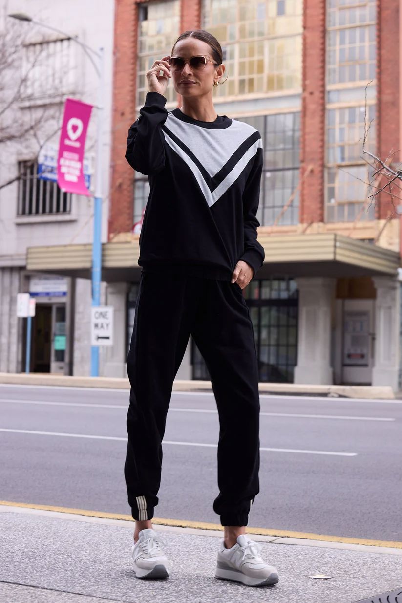 HOMELOVE Walk Up Sweater - Black w Grey Jumpers + Knitwear - Zabecca Living