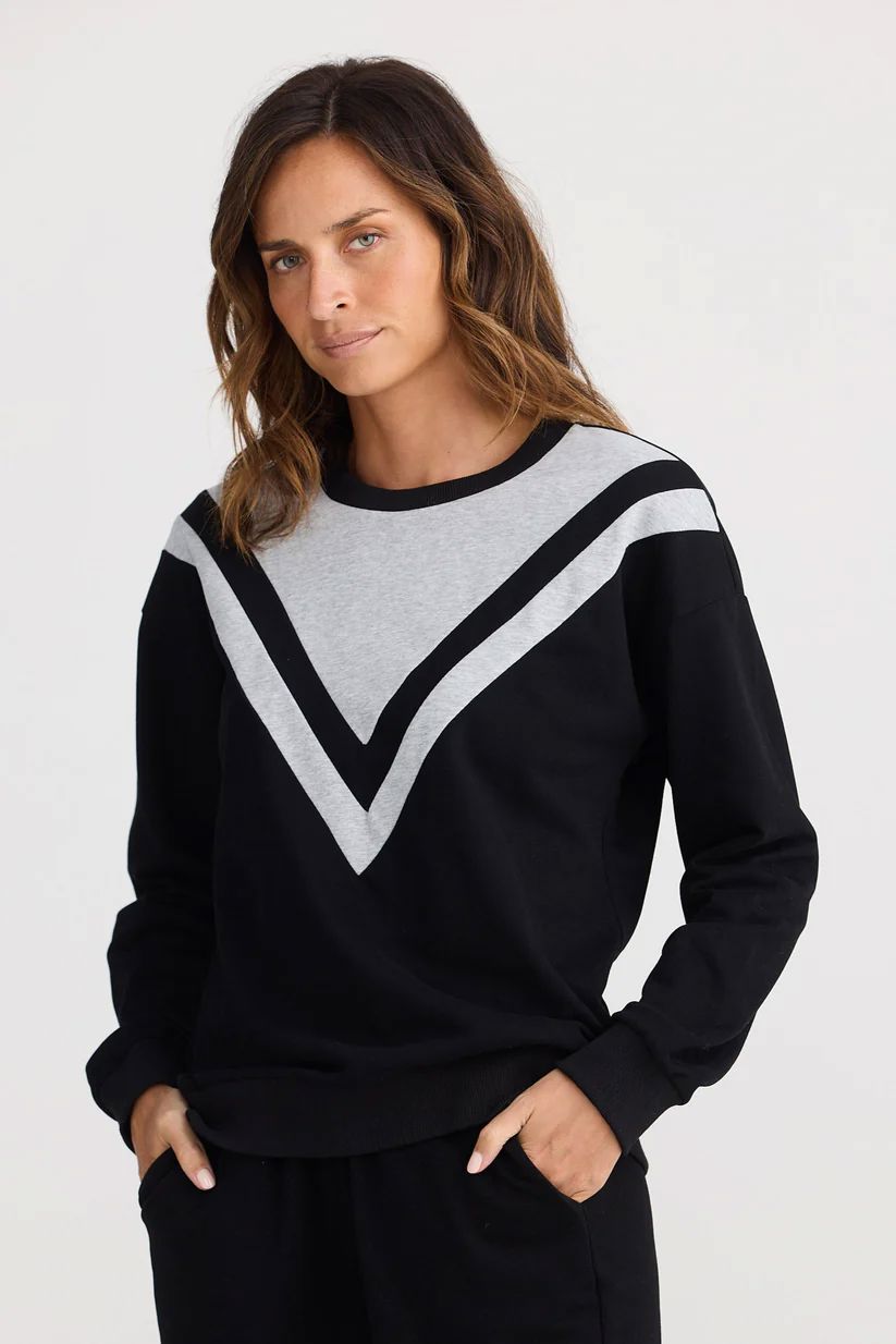 HOMELOVE Walk Up Sweater - Black w Grey Jumpers + Knitwear - Zabecca Living