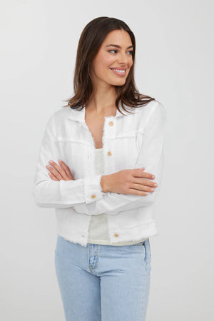 HUMIDITY LIFESTYLE Bella Linen Jacket - White Jacket - Zabecca Living