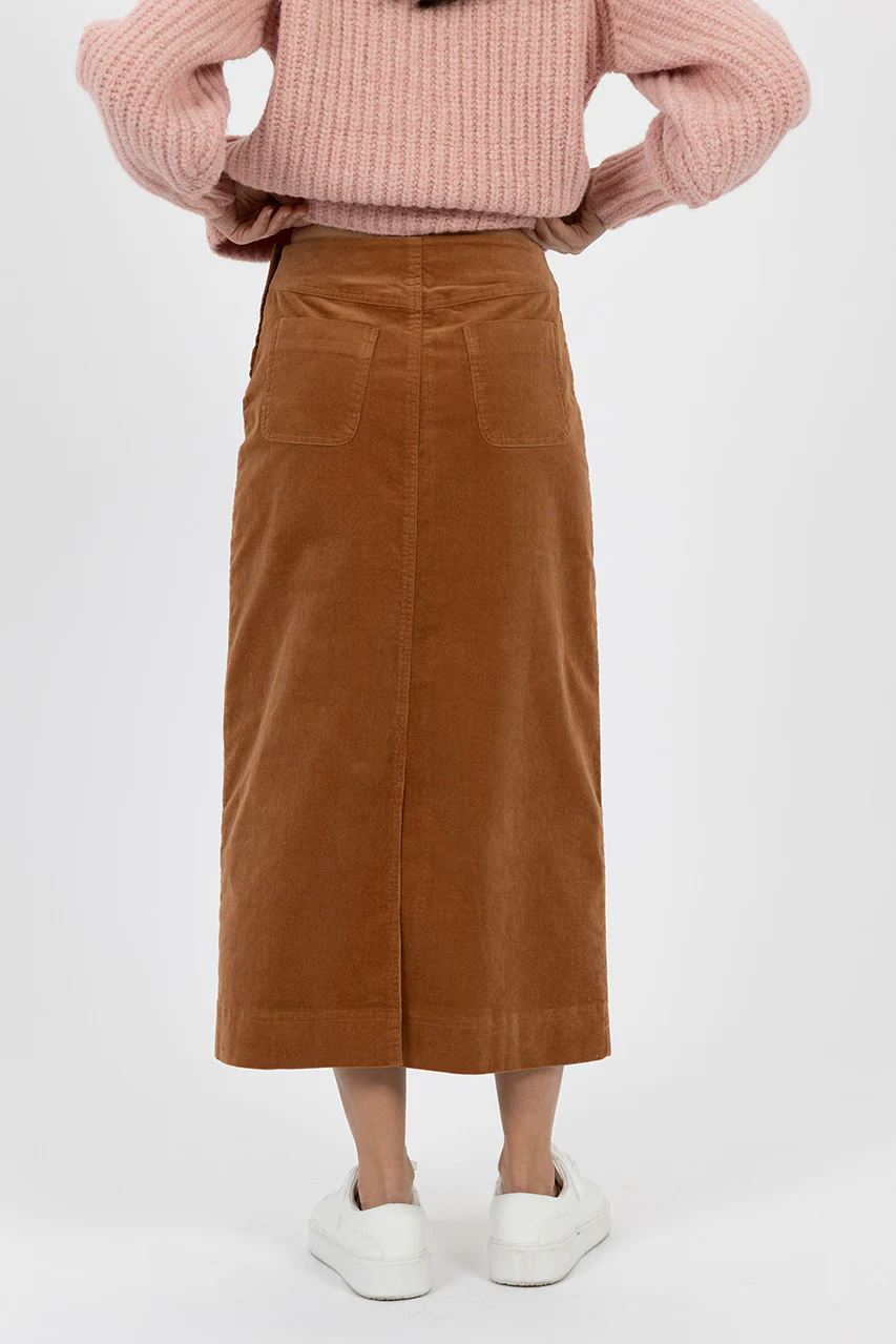 HUMIDITY LIFESTYLE Billie Cord Skirt - Caramel Skirt - Zabecca Living