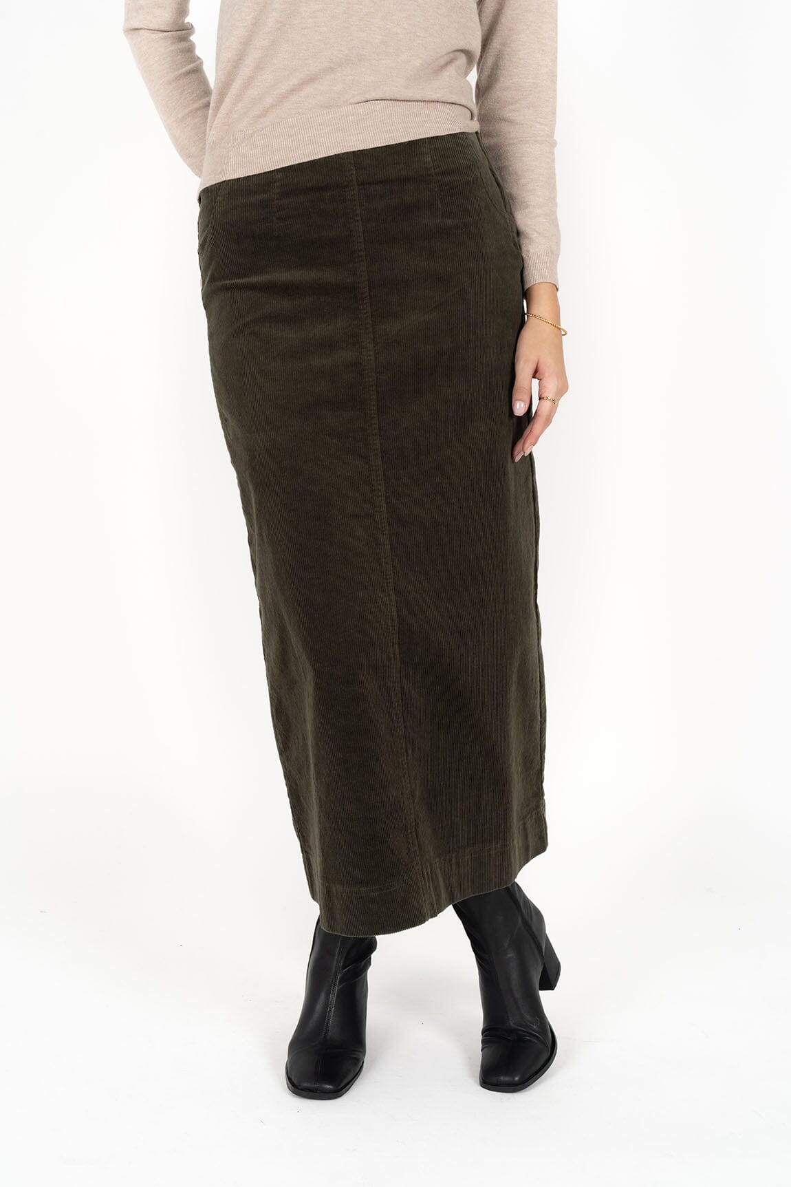 HUMIDITY LIFESTYLE Billie Cord Skirt- Moss Skirt - Zabecca Living