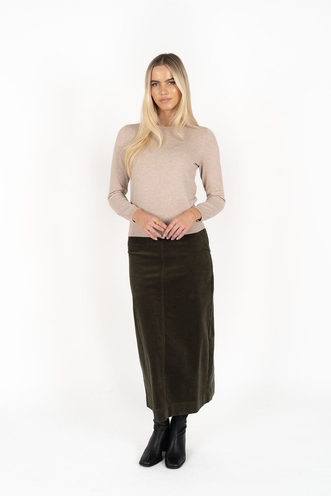 HUMIDITY LIFESTYLE Billie Cord Skirt- Moss Skirt - Zabecca Living
