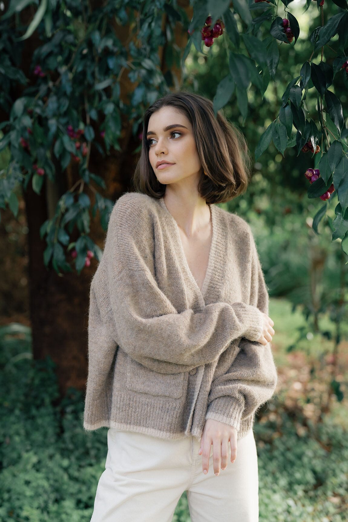 HUMIDITY LIFESTYLE Romi Cardi - Hazelnut / Cream CARDIGAN - Zabecca Living