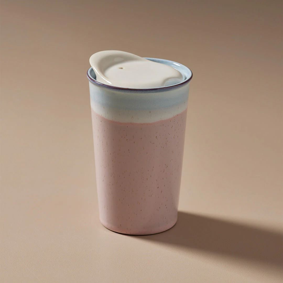INDIGO LOVE It's a Keeper Tall Ceramic Cup - Strawberry Milk DRINKWARE - Zabecca Living
