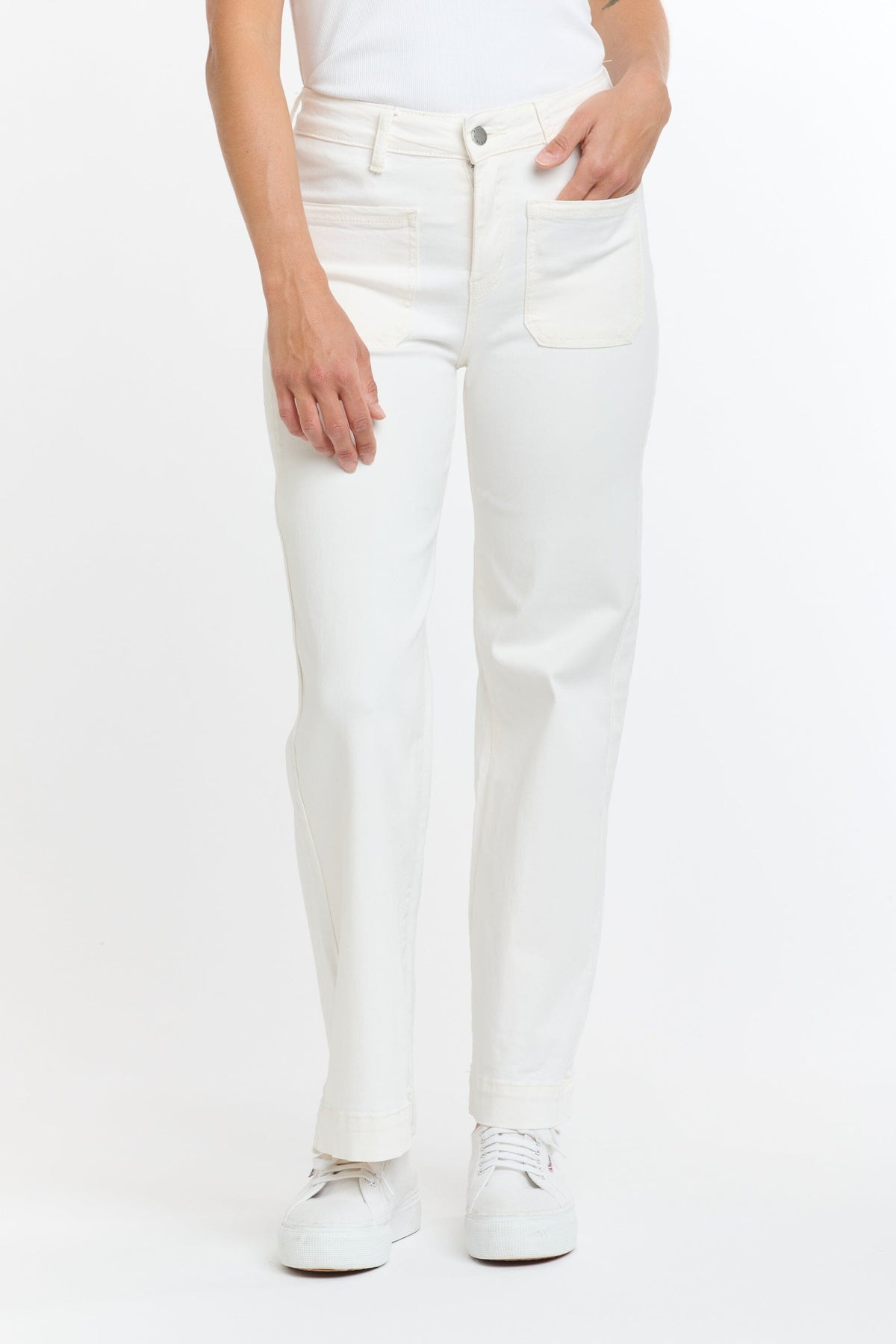 ITALIAN STAR Bobbi Jeans 7/8 - White JEANS - Zabecca Living