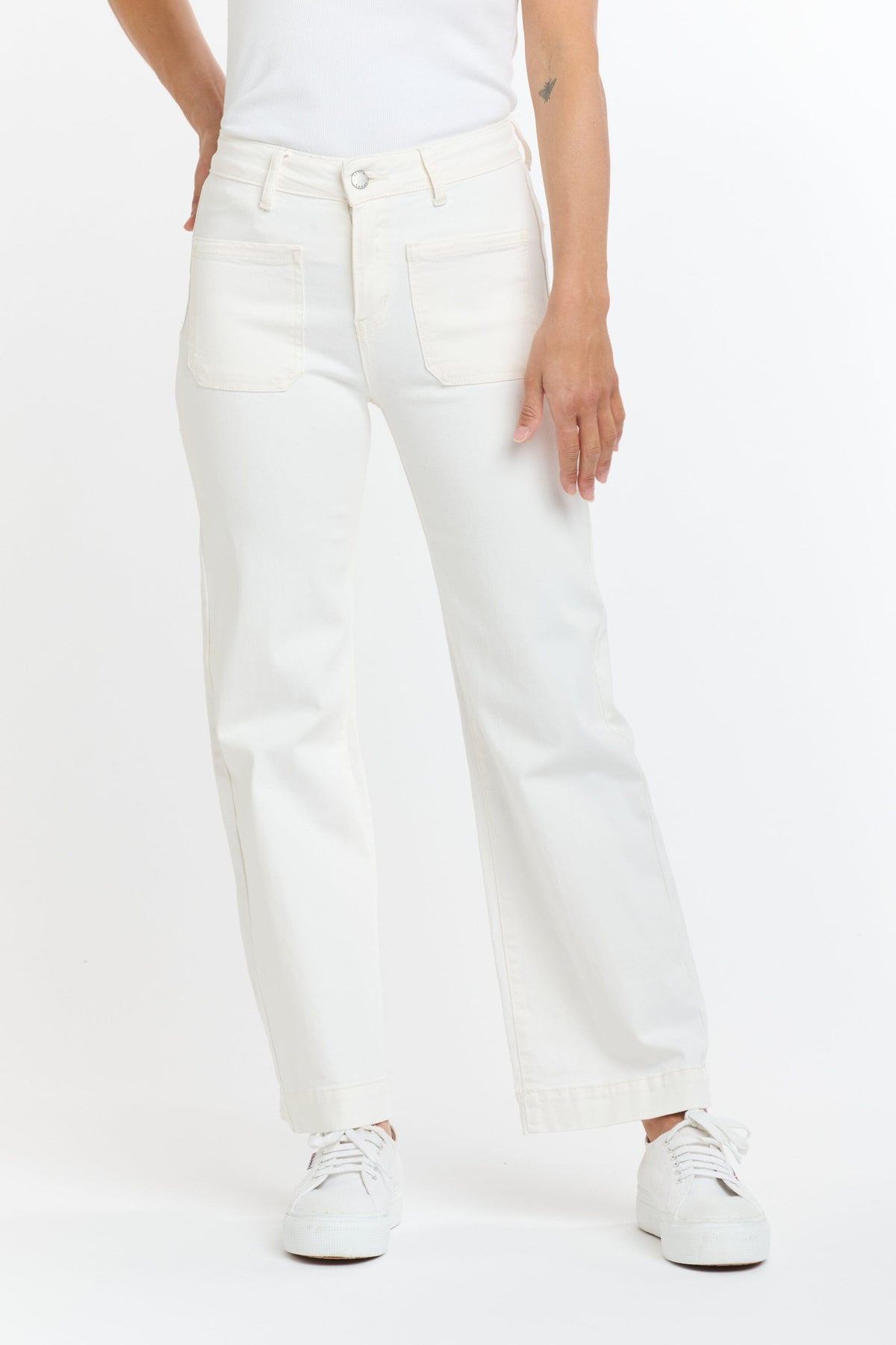 ITALIAN STAR Bobbi Jeans 7/8 - White JEANS - Zabecca Living