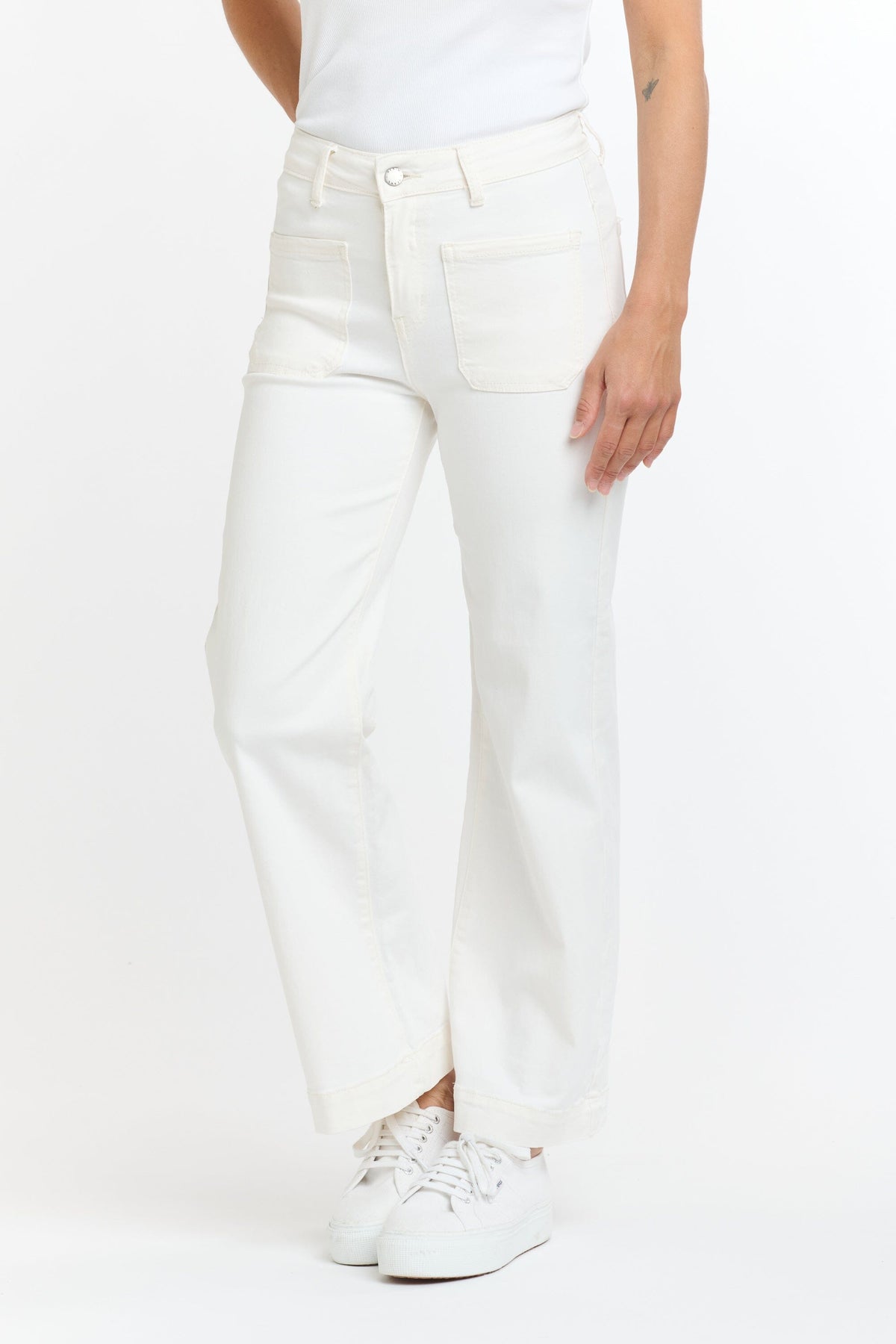 ITALIAN STAR Bobbi Jeans 7/8 - White JEANS - Zabecca Living