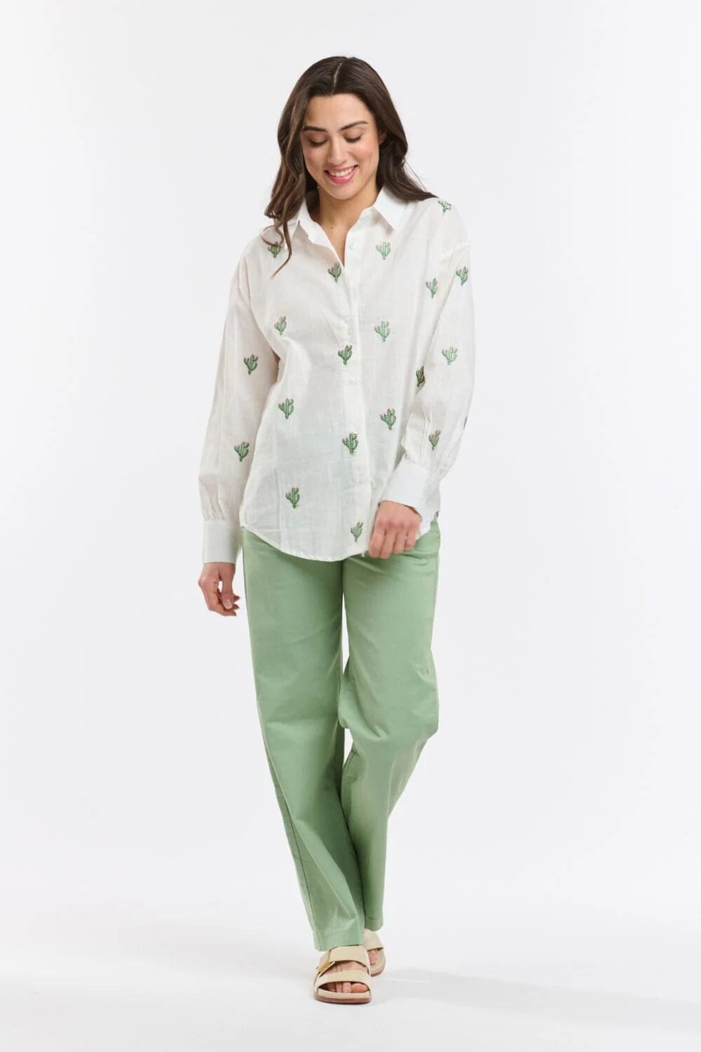 ITALIAN STAR Cactus Shirt - White Shirts &amp; Blouses - Zabecca Living