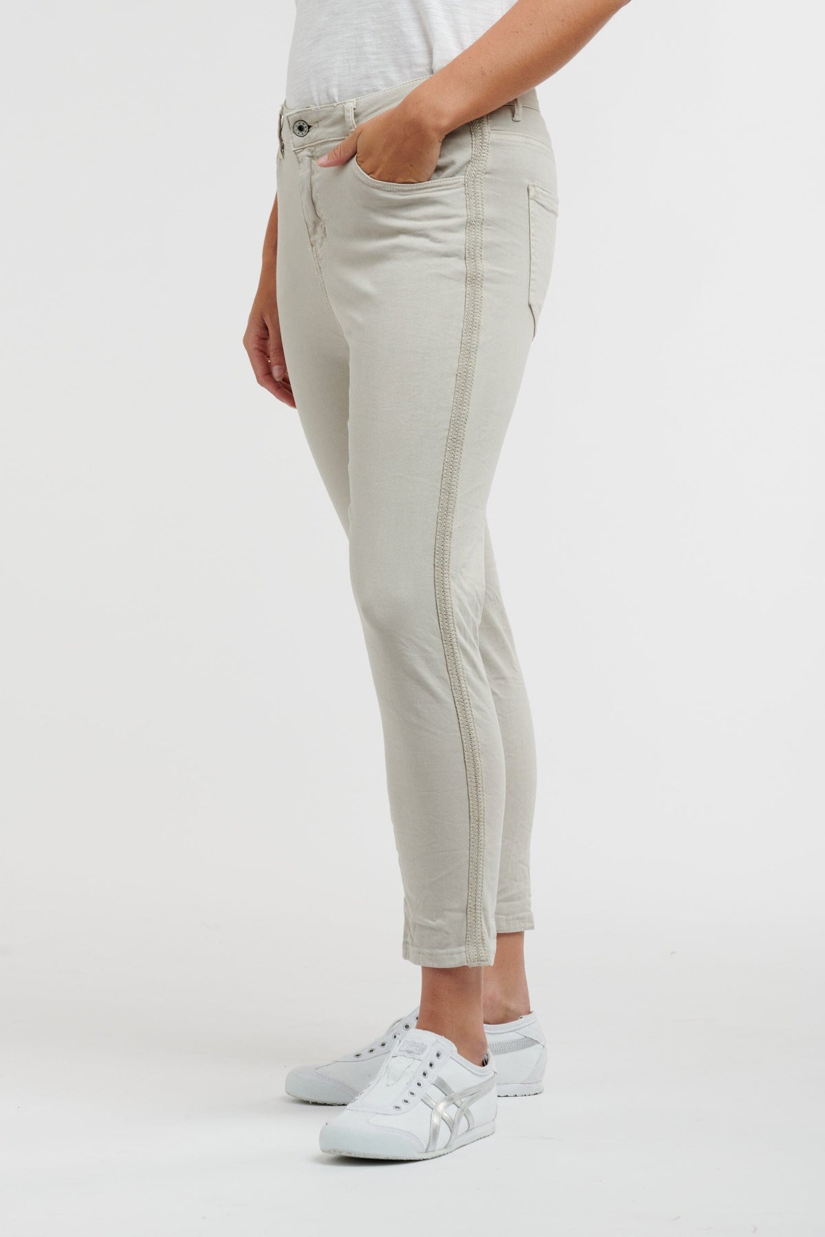 ITALIAN STAR Chain Jeans - Beige JEANS - Zabecca Living
