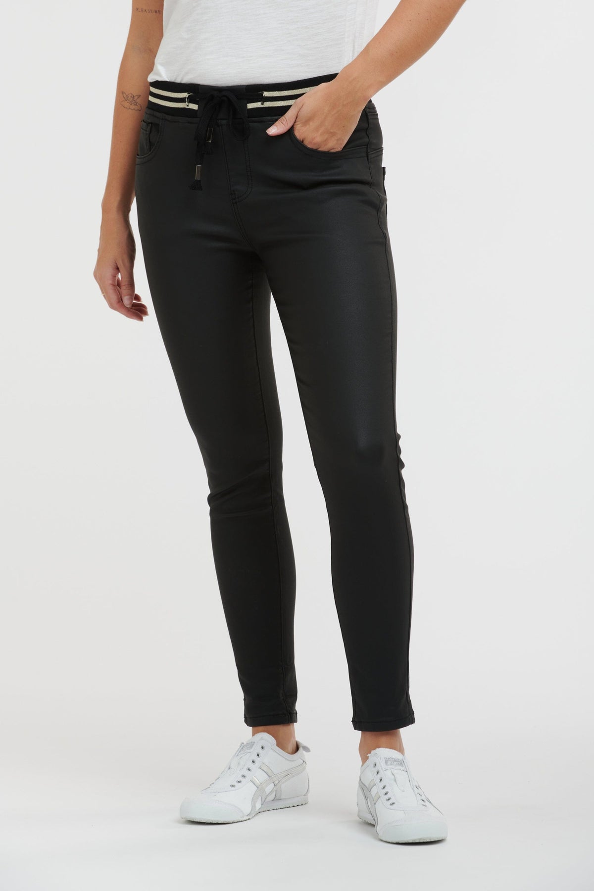 ITALIAN STAR Pleather Tommy Jean - Black JEANS - Zabecca Living