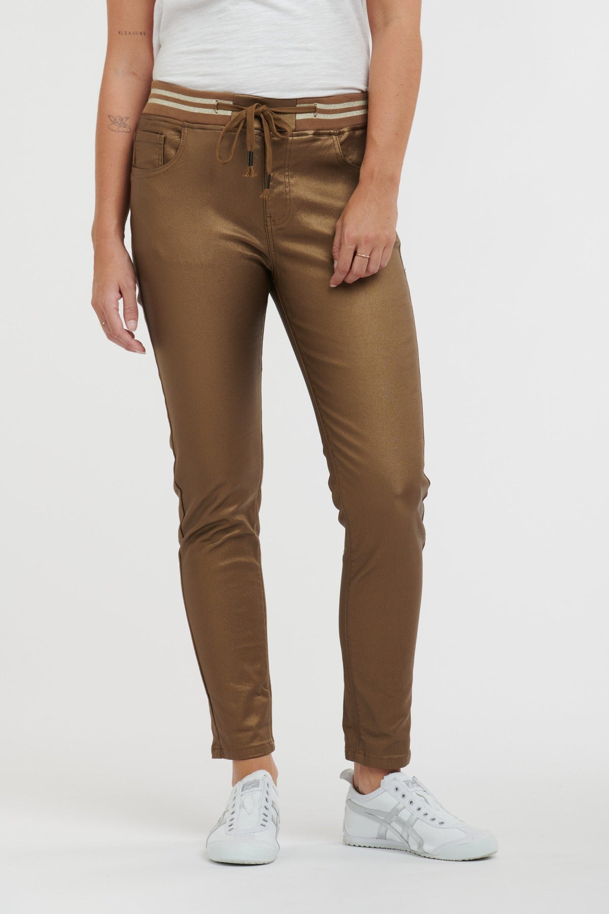 ITALIAN STAR Pleather Tommy Jean - Gold JEANS - Zabecca Living