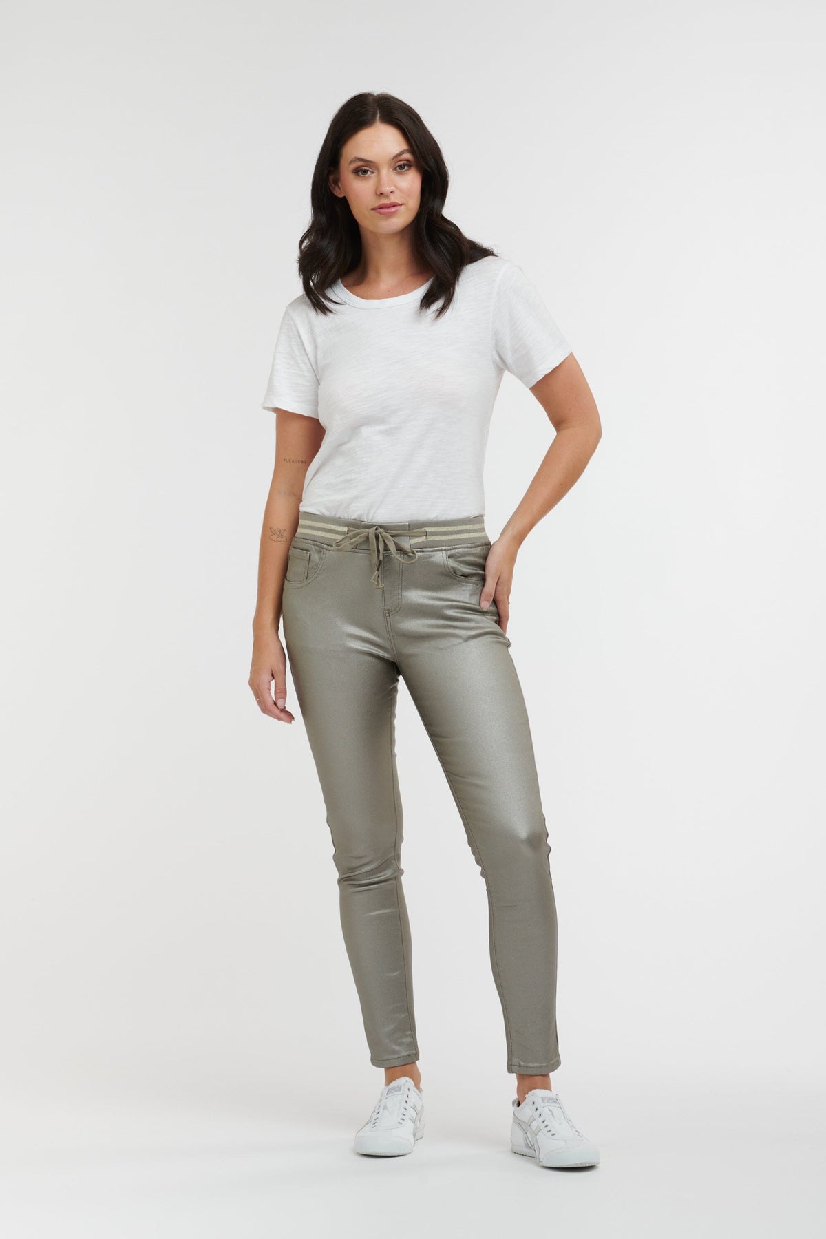 ITALIAN STAR Pleather Tommy Jean - Silver JEANS - Zabecca Living
