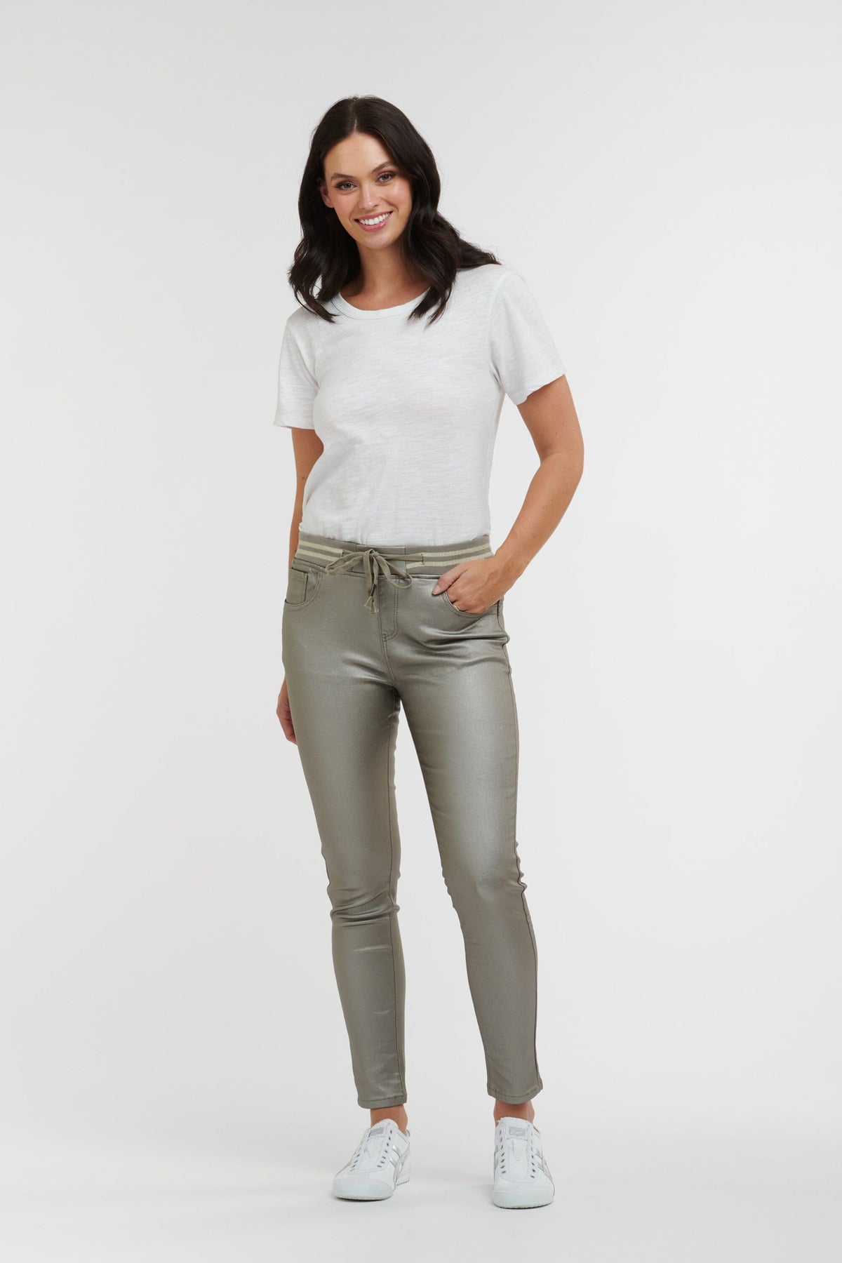 ITALIAN STAR Pleather Tommy Jean - Silver JEANS - Zabecca Living