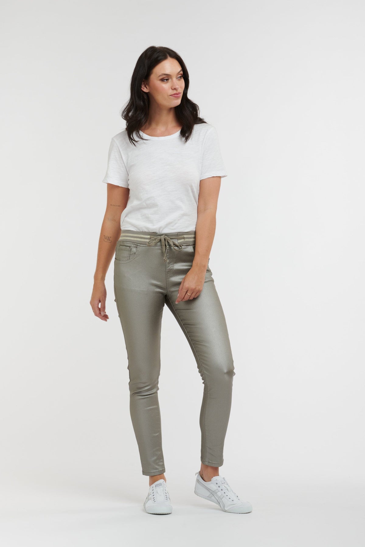 ITALIAN STAR Pleather Tommy Jean - Silver JEANS - Zabecca Living