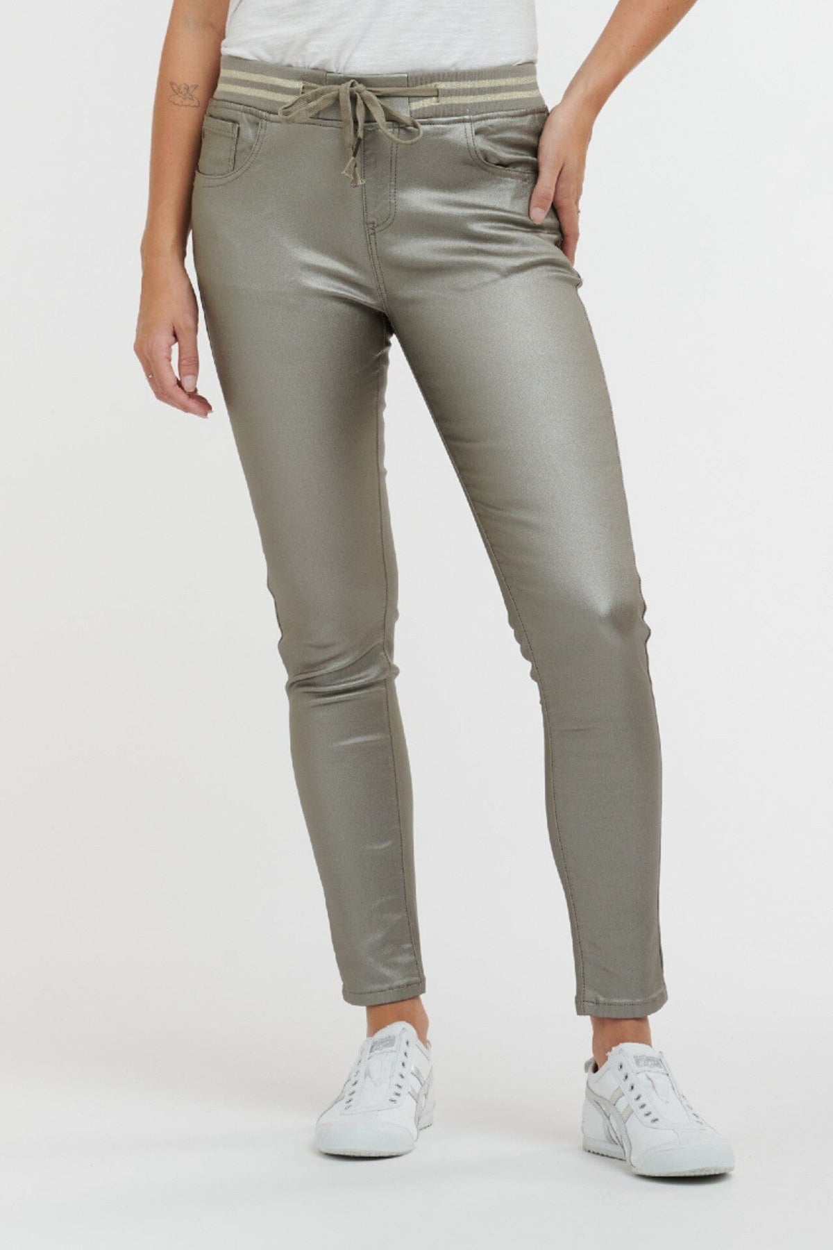 ITALIAN STAR Pleather Tommy Jean - Silver JEANS - Zabecca Living