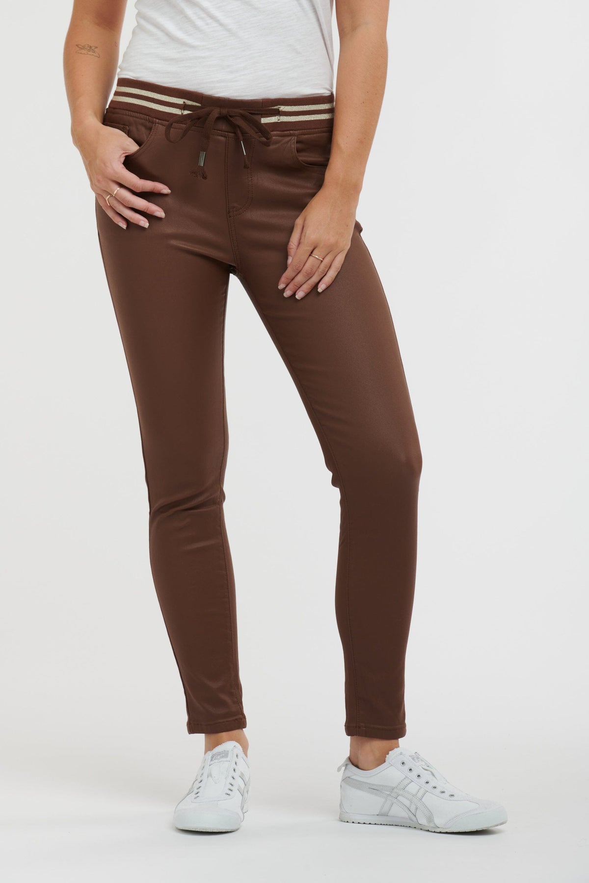 ITALIAN STAR Pleather Tommy Jean - Toffee JEANS - Zabecca Living