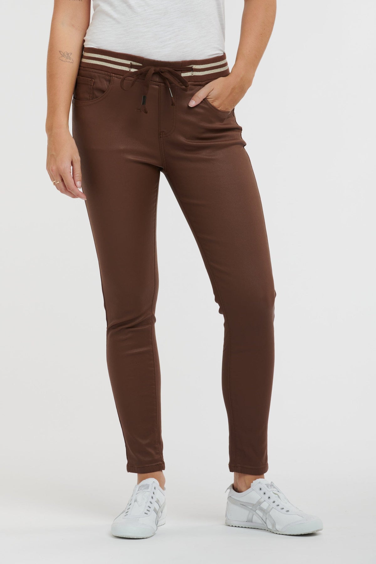 ITALIAN STAR Pleather Tommy Jean - Toffee JEANS - Zabecca Living
