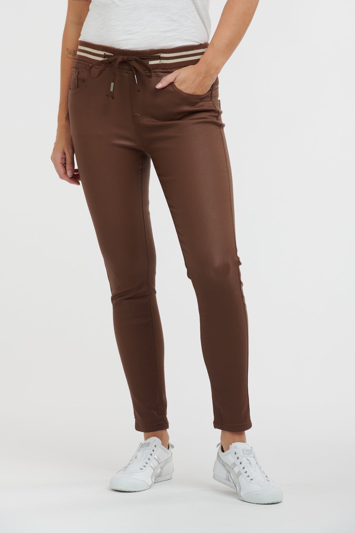 ITALIAN STAR Pleather Tommy Jean - Toffee JEANS - Zabecca Living
