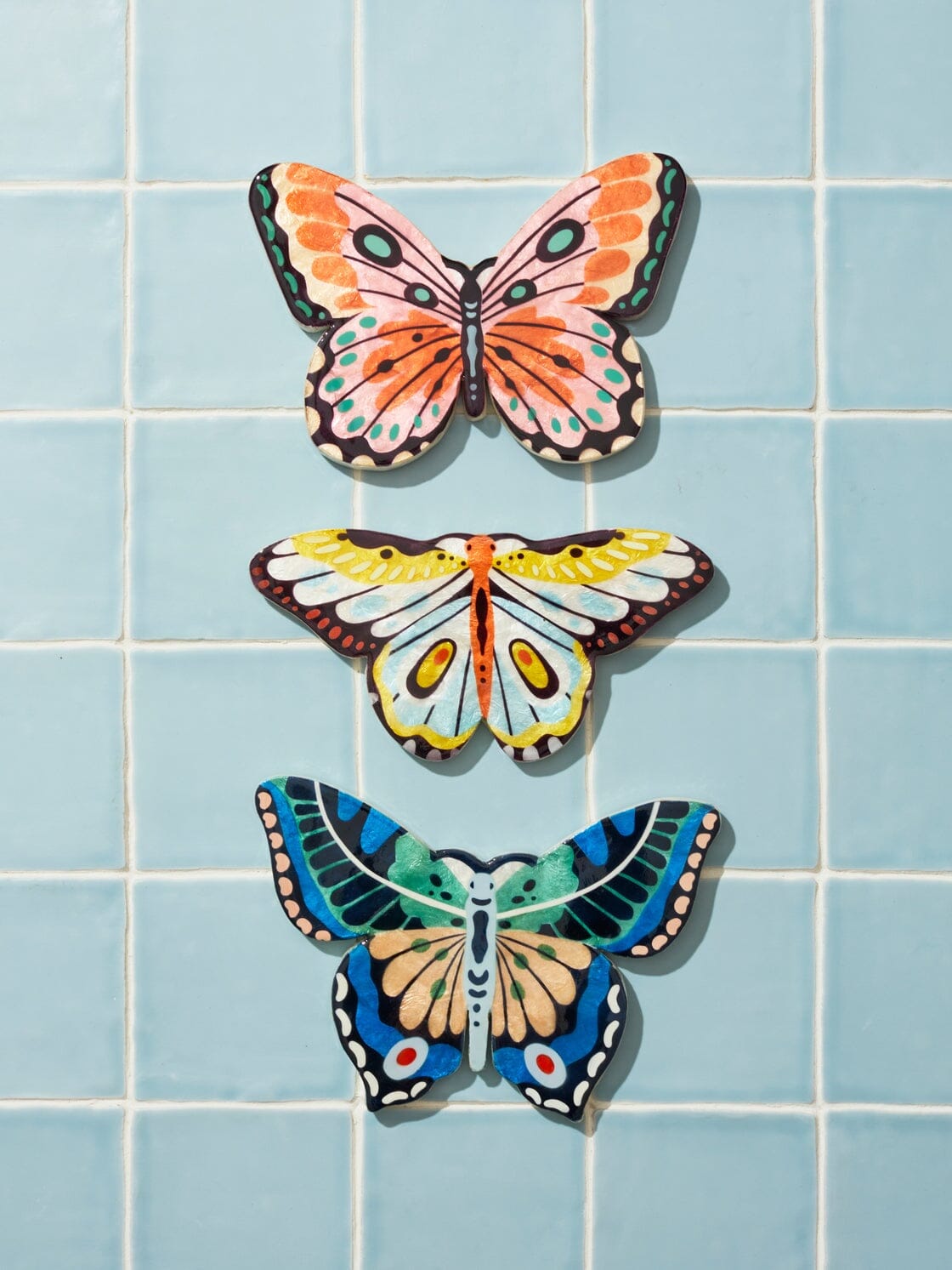 JONES &amp; CO Canopy Butterfly Blue Green Wall Art WALL ART - Zabecca Living