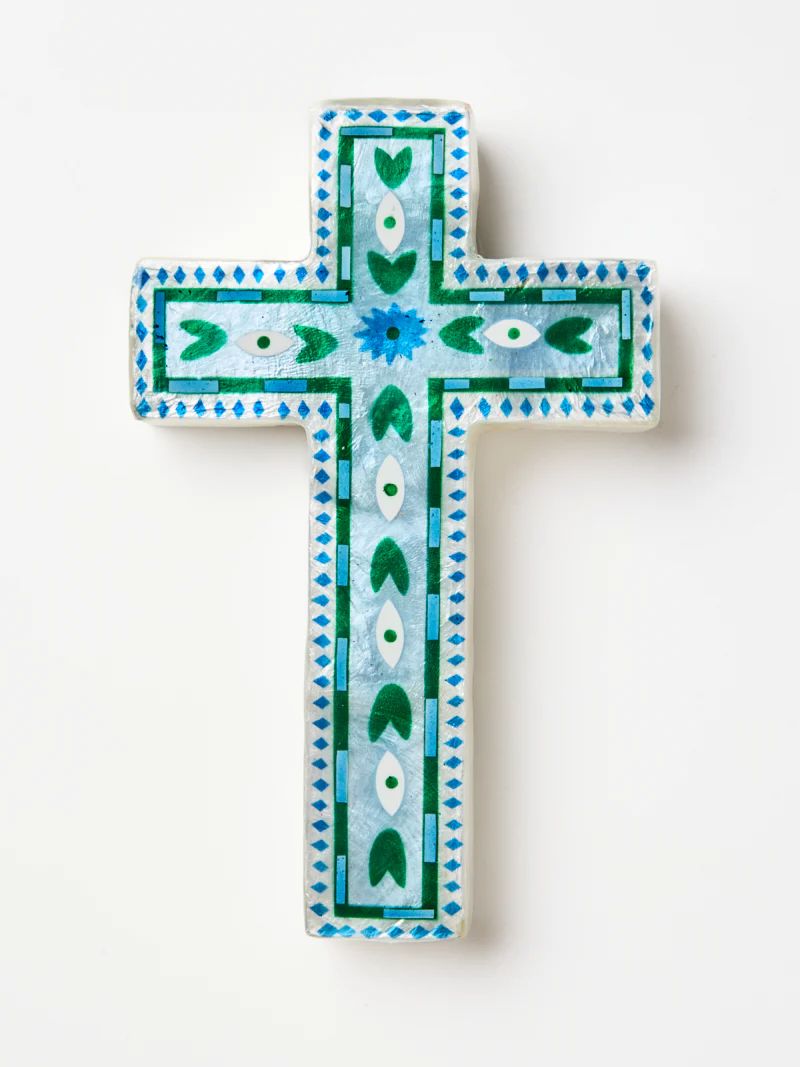 JONES &amp; CO Fable Blue Cross WALL ART - Zabecca Living