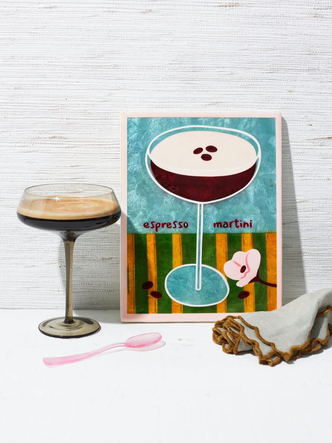 JONES &amp; CO Happy Hour Espresso Tile WALL ART - Zabecca Living