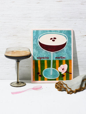 JONES & CO Happy Hour Espresso Tile WALL ART - Zabecca Living