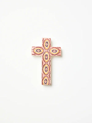 JONES & CO Samira Pink Eyes Small Cross WALL ART - Zabecca Living