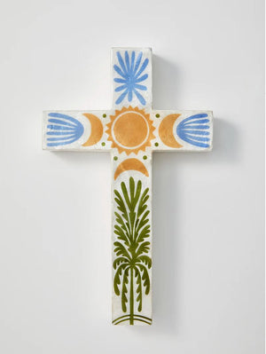 JONES & CO Tulum Cross Large Palm - Green WALL ART - Zabecca Living