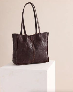 JUJU & CO Tumbled Baby Unlined Tote - Chocolate HANDBAG - Zabecca Living