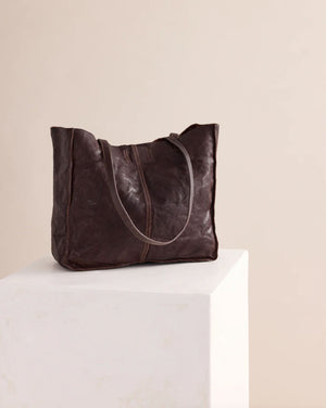 JUJU & CO Tumbled Baby Unlined Tote - Chocolate HANDBAG - Zabecca Living