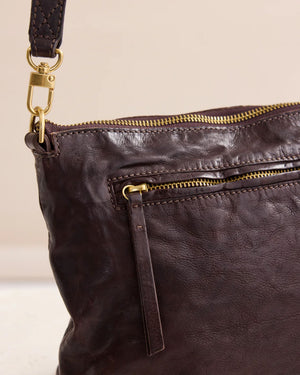 JUJU & CO Tumbled Large Essential Pouch - Chocolate HANDBAG - Zabecca Living