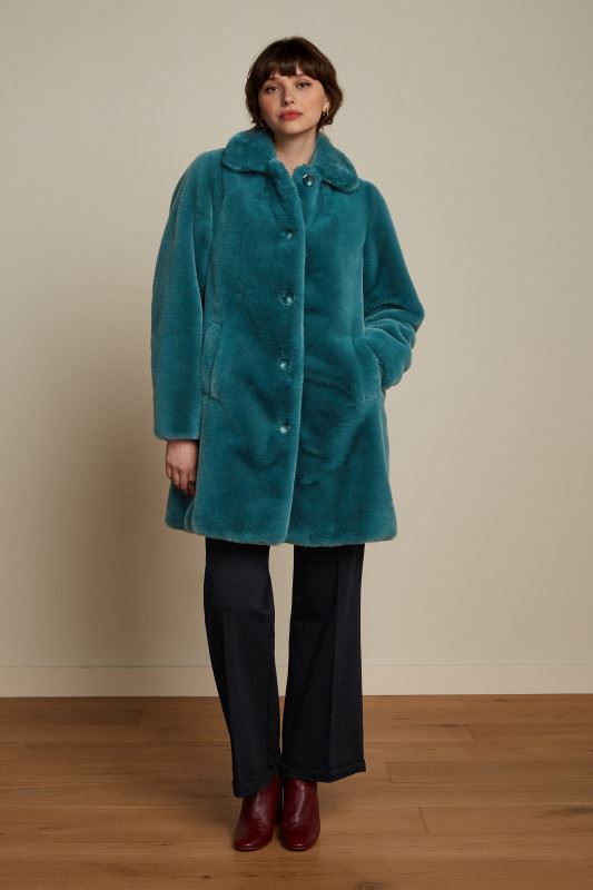 KING LOUIE Anais Coat Long Philly - Sea Blue Coat - Zabecca Living