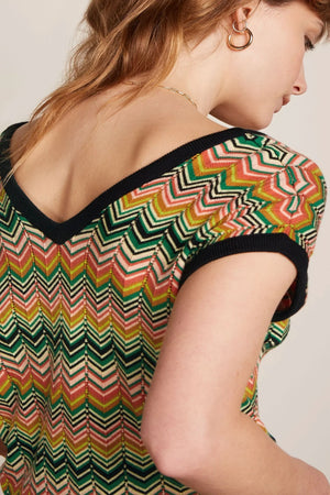 KING LOUIE Double V Top Penny Zigzag - Black Jumpers + Knitwear - Zabecca Living