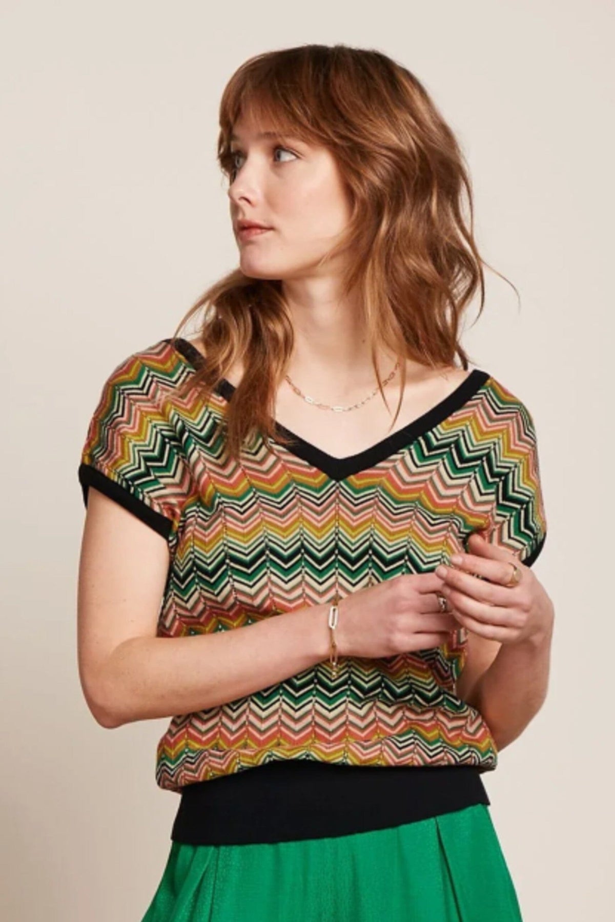 KING LOUIE Double V Top Penny Zigzag - Black Jumpers + Knitwear - Zabecca Living