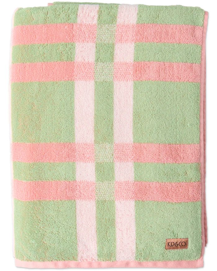 KIP &amp; CO Terry Bath Towel - Pistachio Tartan towel - Zabecca Living