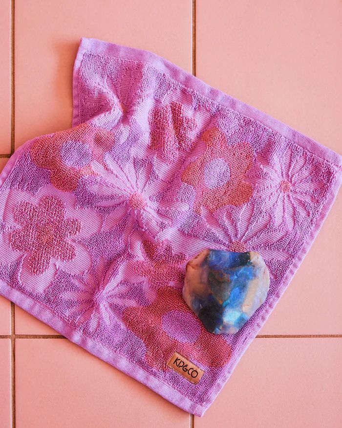 KIP &amp; CO Terry Face Washer - Peach Fleur Hand Towel - Zabecca Living