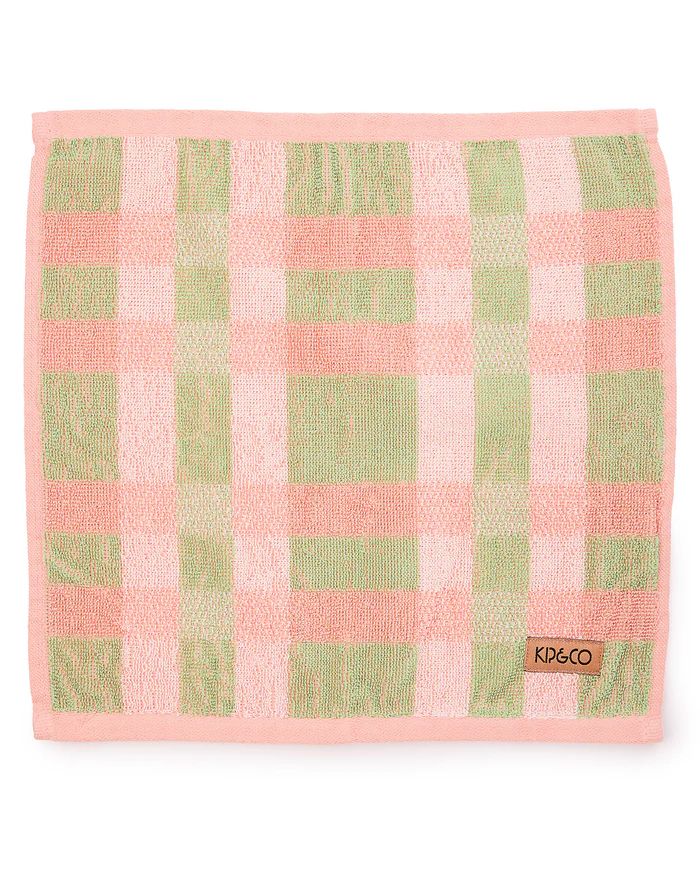 KIP & CO Terry Face Washer - Pistachio Tartan Hand Towel - Zabecca Living