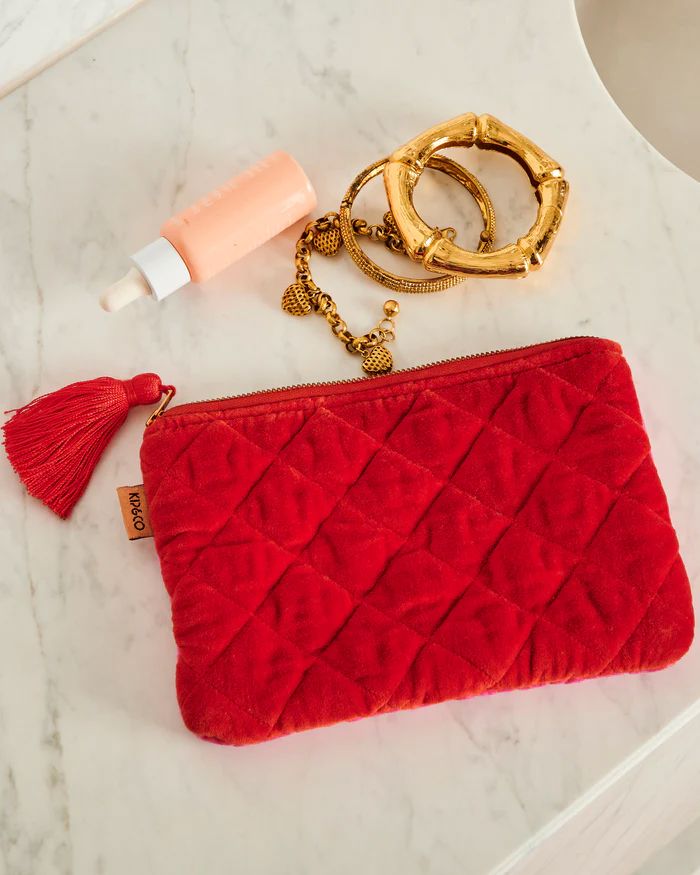 KIP & CO Velvet Cosmetics Purse - Me And You COSMETIC BAG - Zabecca Living