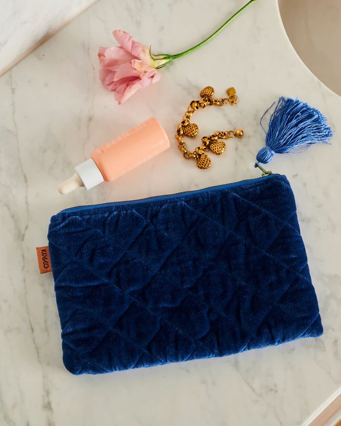 KIP &amp; CO Velvet Cosmetics Purse - Ocean Dreamer COSMETIC BAG - Zabecca Living