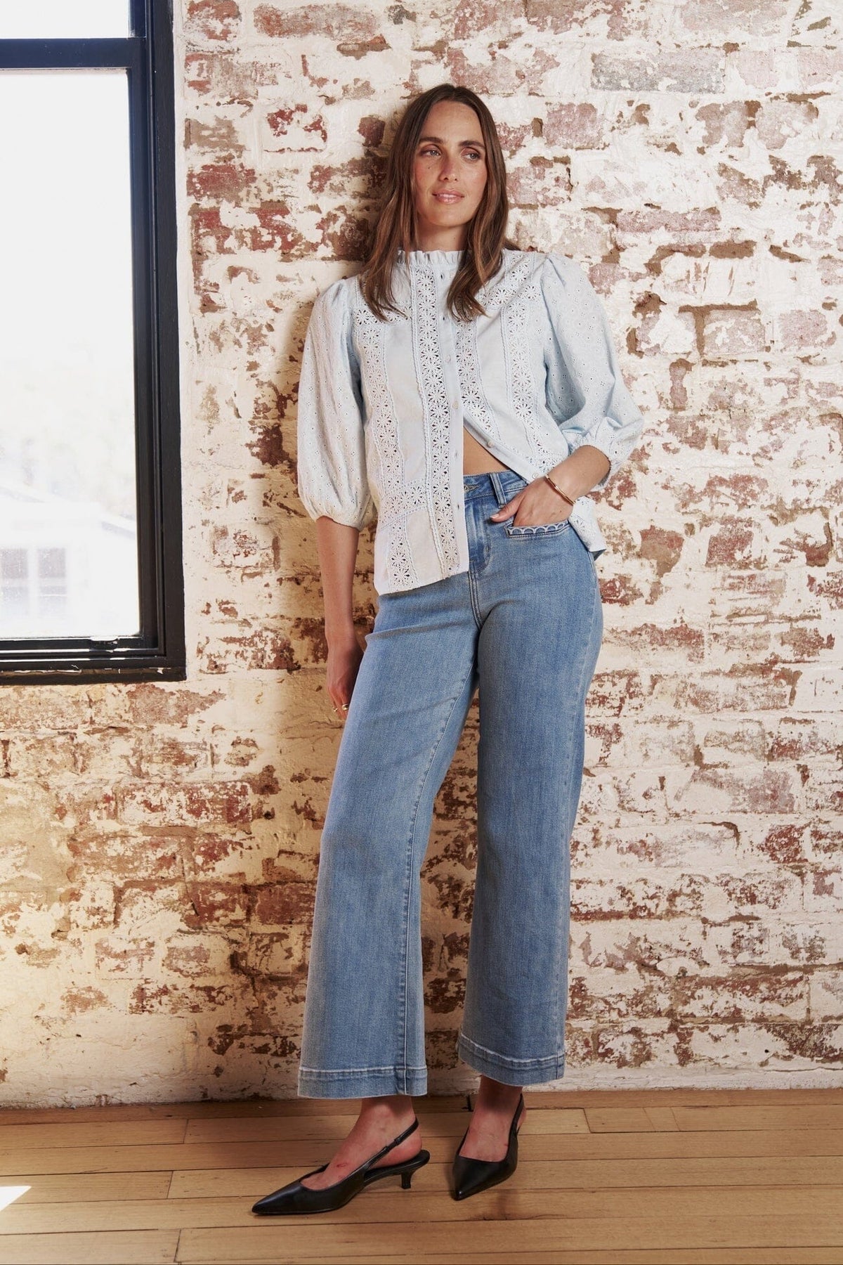 KIREINA Freya Jean Scallop Pocket - 70s Blue JEANS - Zabecca Living