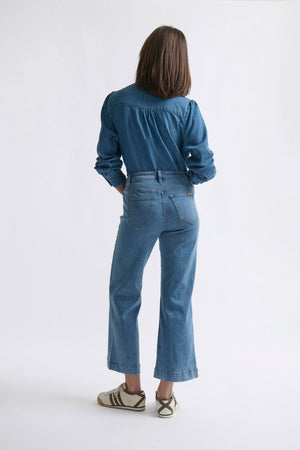 KIREINA Freya Leather Pocket Jean - 70s Blue JEANS - Zabecca Living