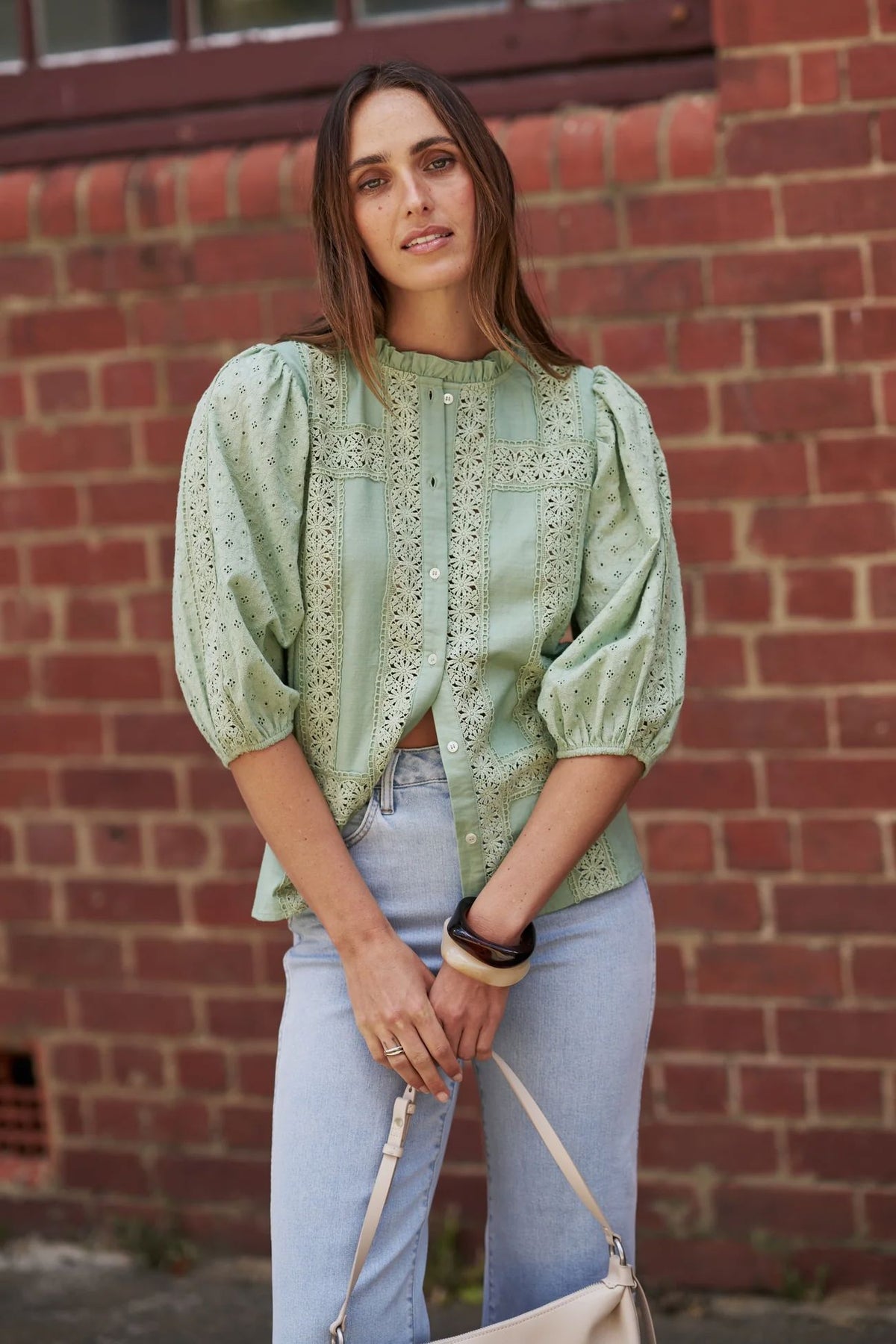 KIREINA Isabella Shirt - Grape Green vest - Zabecca Living