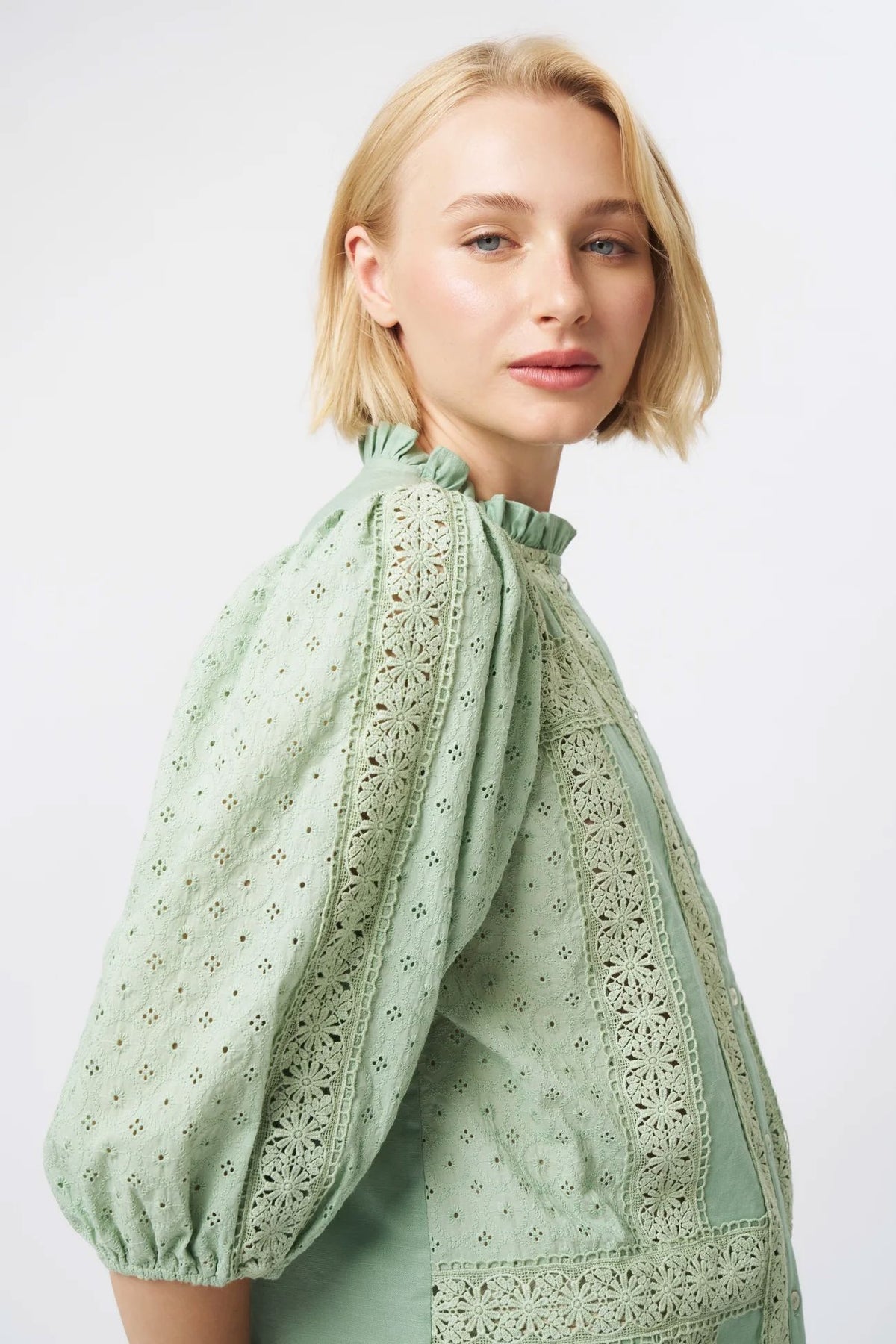 KIREINA Isabella Shirt - Grape Green vest - Zabecca Living