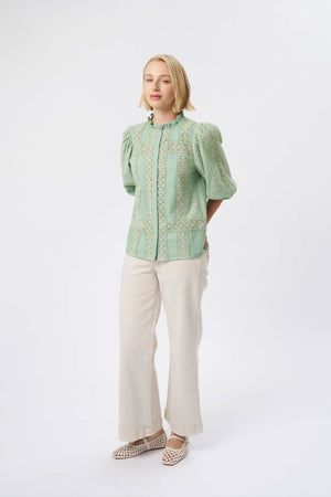 KIREINA Isabella Shirt - Grape Green vest - Zabecca Living