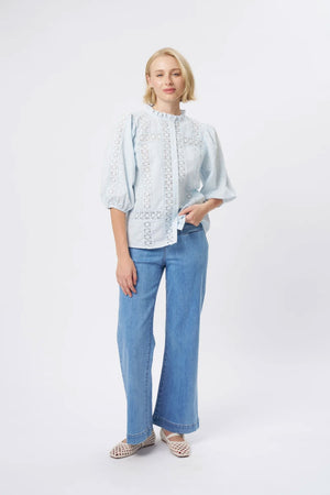 KIREINA Isabella Shirt - Powder Blue vest - Zabecca Living
