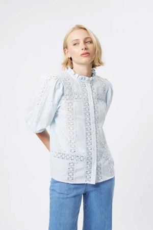 KIREINA Isabella Shirt - Powder Blue vest - Zabecca Living